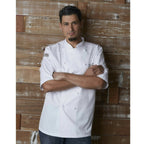 Thumbnail image #1 for Chef Works Capri ECSS-WHT-50 Double-Breasted Short-Sleeve Chef Coat, White Cotton, Size 50