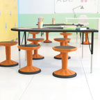 Thumbnail image #1 for Flash Furniture Carter AY-9001S-OR-GG Backless Adjustable-Height Swivel Bar Stool with Orange Plastic Seat, 14–18 in. Height