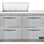 Thumbnail image #1 for Continental Refrigerator SW48N8C-FB-D 48-Inch Two-Section Sandwich Prep Table, 4 Drawers, 8-Pan Top, Front-Breathing