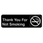 Thumbnail image #1 for Thunder Group PLIS9318BK No Smoking Information Sign, 9" x 3", Self-Adhesive, White Lettering on Black Background Case of 144