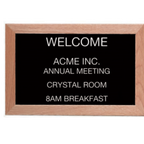 Thumbnail image #1 for AARCO Products AOFD1218L Wall-Mounted Message Center Board, 18"W x 12"H, Black Felt, Oak Frame, Helvetica Letter Set