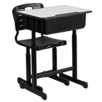 Thumbnail image #1 for Flash Furniture YU-YCX-046-09010-GG Adjustable-Height Student Desk and Chair Set, Gray Laminate Top, Book Box