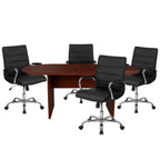 Thumbnail image #1 for Flash Furniture Lake BLN-6GCMHG2286-BK-GG Oval Table and Chair Set, 72 x 35 x 29-1/2 in, 4 Black Mid-Back Chairs, Melamine Top