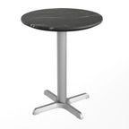 Thumbnail image #2 for Flash Furniture ST-RD24-BKMAR-T2222S-GG 24" Round Restaurant Table, Black Faux Marble HPL Top, 31"H, Cast Iron X-Base