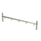 Thumbnail image #1 for AERO Manufacturing FUC-84 Table-Mount Utensil Rack, 84"W, Adjustable Single-Bar, Stainless Steel, with Double-Pronged Pot Hooks
