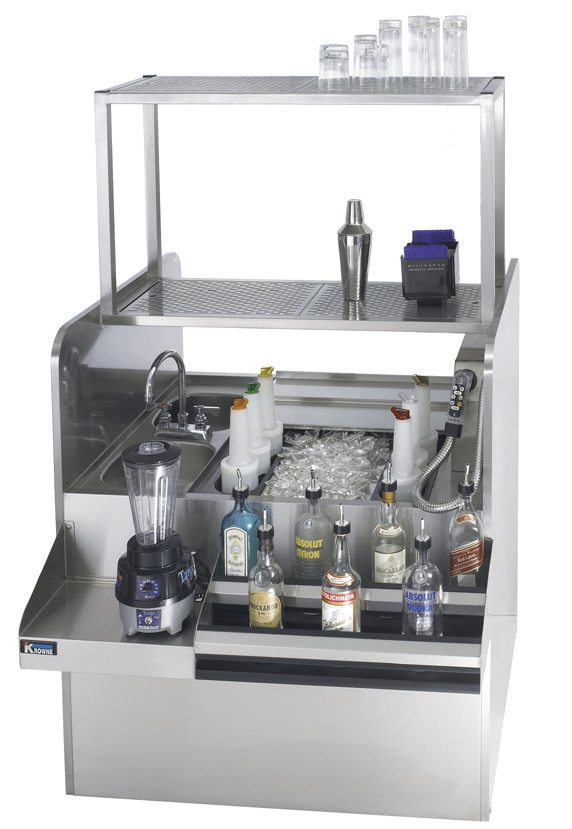 Product image #6 for Krowne Royal Series 42 Inch Wide Pass-Thru Underbar Ice Bin/Cocktail Station with Right-Side Ice Bin and 10-Circuit Cold Plate