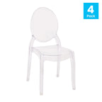 Thumbnail image #1 for Flash Furniture ZH-GHOST-OVR-4-GG Transparent Resin Indoor/Outdoor Banquet Chair, Extra Wide, 700 lb Capacity