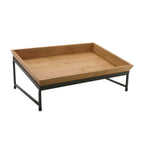 Thumbnail image #1 for G.E.T. Urban Renewal IR-737-MG-BAMTRY Angled Rectangular 1-Tier Display Stand Set, Gunmetal Iron Stand with Bamboo Tray
