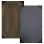 Thumbnail image #1 for Risch WOOD-1V 8.5X14 Single-View Wood Menu Cover, 8-1/2" x 14", Tuxedo Leather Corners, Black Card Corner Tabs Case of 25