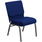 Thumbnail image #1 for Flash Furniture Hercules FD-CH0221-4-SV-NB24-GG Extra-Wide Stackable Church Chair with Upholstered Navy Fabric Seat and Back
