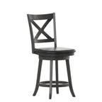 Thumbnail image #1 for Flash Furniture ES-UN1-24-GY-GG Swivel Counter-Height Barstool, Crossback, Padded LeatherSoft Seat, Wood Frame, Gray-Wash Walnut Finish
