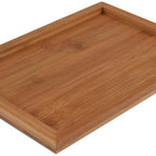 Thumbnail image #1 for JB Prince Comatec RB176 Rectangular Bamboo Serving Tray, Natural, 10-4/5"L x 7-1/2"W x 1/2"H