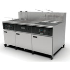 Thumbnail image #1 for Giles Enterprises EOF-10-10/FFLT/24 Three-Tank Electric Banked Fryer, 2×55 lb and 1×170 lb, Built-In Filtration