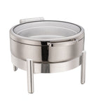 Thumbnail image #1 for Eastern Tabletop Jazz 3878GS Round 6 qt Induction Chafer with Stainless Steel Body and Full Glass Hinged Cover