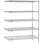 Thumbnail image #1 for Metro Super Erecta SE-1854C-63-A5 Wire Add-On Shelving Unit, 54"W x 18"D x 63"H, Chrome, 5 Shelves