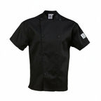 Thumbnail image #1 for Chef Revival J205BK-XL Short Sleeve Double-Breasted Chef Coat, Black Poly/Cotton, X-Large