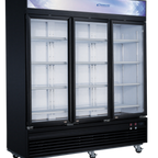 Thumbnail image #1 for Dukers Appliance Co., USA Ltd. DSM-69F Three-Section Reach-In Glass Door Freezer, 78"W, Bottom-Mounted Self-Contained Refrigeration, Black