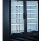 Thumbnail image #1 for Drago DR45MGHF Merchandising Glass Door Freezer, 45 cu. ft., 2 Hinged Glass Doors, -7°F to 0°F, Black Exterior