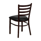 Thumbnail image #2 for JustChair Manufacturing WL20118-PS Stackable Ladder-Back Side Chair, Upholstered Padded Seat, Welded Steel Frame, Wood-Look Finish
