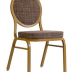 Thumbnail image #1 for G & A Commercial Seating Eliseo 2401-AL GR8 Aluminum Banquet Chair, Upholstered Round Back with Handhold, Grade 8 Upholstery