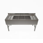 Thumbnail image #1 for NBR Equipment UD-3-101410-96LR Three-Compartment Stainless Steel Underbar Sink with Left/Right Drainboards, 96"W x 21-1/4"D