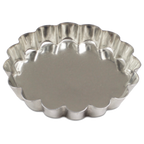 Thumbnail image #1 for JB Prince M123B 80 Fluted Round Tartlette Mold, 3-1/8" Diameter x 3/8" High, Uncoated Tinned Steel