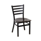 Thumbnail image #1 for G & A Commercial Seating Dante 513-B VS Stackable Metal Ladder-Back Side Chair with Veneer Seat, Matte Black Finish
