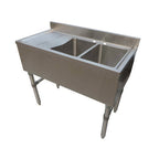 Thumbnail image #1 for NBR Equipment UD-3-101410-60L Three-Compartment Underbar Sink with Left Drainboard, Stainless Steel, 60"W x 21-1/4"D