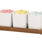 Thumbnail image #1 for Cal-Mil 23206-78 Square Jar, White/Walnut, 5"W x 12.75"D x 4.5"H