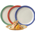 Thumbnail image #1 for G.E.T. Diamond Mardi Gras NP-9-TTM 9" Round Melamine Plate, Narrow Rim, Assorted Two-Tone Colors Case of 2 Dozen