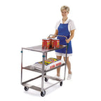 Thumbnail image #1 for Lakeside Manufacturing ERGO-ONE 6820 2-Tier Stainless Steel Utility Cart, 500 lb Capacity, Push Handle