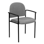 Thumbnail image #1 for Flash Furniture BT-516-1-GY-GG Stackable Side Reception Chair with Upholstered Seat and Back, Curved Arms, Gray Fabric, Black Steel Frame