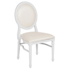 Thumbnail image #1 for Flash Furniture LE-W-W-MON-GG Stackable King Louis Chair, White Vinyl Upholstered Back, Black Vinyl Seat, White Frame