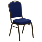 Thumbnail image #1 for Flash Furniture Hercules FD-C01-GOLDVEIN-208-GG Stacking Banquet Chair, Navy Blue Fabric Upholstery, Gold Vein Frame