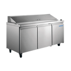 Thumbnail image #1 for Norpole, Inc. NP3R-SW Three-Section Sandwich/Salad Prep Table, 3 Solid Doors, 18 1/6 Pans, Bottom-Mounted Refrigeration