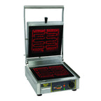 Thumbnail image #1 for Equipex LLC Roller Grill PANINI VG/1 Commercial Panini Grill, Vitroceramic Grooved Top & Smooth Bottom Plates, 13-1/4" x 12" Grill Area