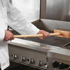 Thumbnail image #2 for Chef Master 90042 Broiler Brush, 30" Handle, 8" Head, Stainless Steel Bristles, with Scraper Case of 6