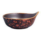 Thumbnail image #1 for Vertex China London Moonstone LMC-ESD 4 oz Round Porcelain Sauce Dish, Matte Black/Terra Cotta Reactive Glaze Case of 2 Dozen