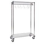 Thumbnail image #1 for Tarrison Products Ltd. TS-GS1872C-KIT Mobile Garment Rack, 72"W x 18"D x 74"H, 2 Adjustable Wire Shelves, Hanger Rod, Chrome