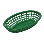 Thumbnail image #1 for TableCraft Products Classic 1074FG Oval Plastic Fast Food Basket, 9-3/8" x 6-1/4" x 1-7/8", Forest Green Case of 36
