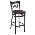 Thumbnail image #2 for G & A Commercial Seating 699-B PS Commercial Bar Stool, Double X-Back, Upholstered Vinyl Seat, Black Steel Frame