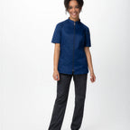 Thumbnail image #1 for Chef Works CBZ04W-OCB-XS Women's Chef Coat, Raglan Short Sleeve, Center Zipper, Ocean Blue, XS