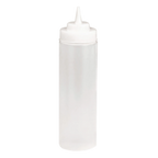Thumbnail image #1 for TableCraft Products WideMouth 32563C 24 oz Clear Wide-Mouth Squeeze Bottle with Natural Wide Cone Tip Case of 12