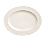 Thumbnail image #1 for Libbey Basics Orbis BO-1122 Porcelain Oval Platter, 13-1/4" x 10-1/4", Embossed Rim, Bright White