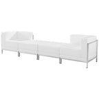 Thumbnail image #2 for Flash Furniture Hercules - Imagination ZB-IMAG-SET7-WH-GG Modular Chair & Ottoman Set, White LeatherSoft Upholstery, Stainless Steel Accents