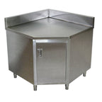 Thumbnail image #1 for Tarrison Products Ltd. Servery TC-C2442CB Corner Work Table, Stainless Steel, 1 Hinged Door, 42"W x 24"D, 6"H Backsplash