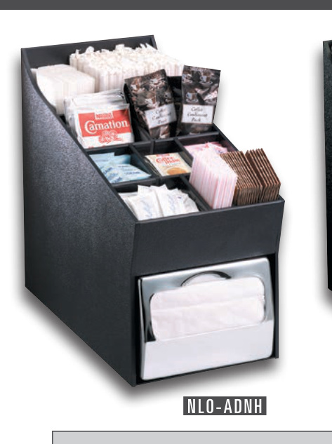 Product image #4 for Black Polystyrene Countertop Condiment, Straw & Napkin Organizer with Full-Fold Napkin Dispenser