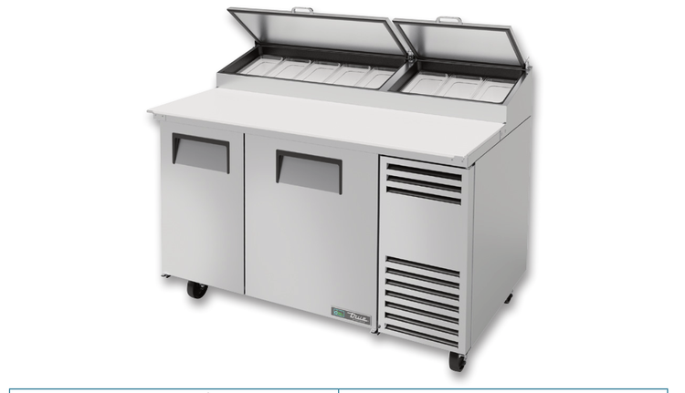 Product image #5 for True 60-1/4-Inch 2-Section Pizza Prep Table with Self-Contained Side-Mounted Refrigeration