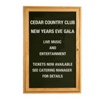 Thumbnail image #1 for AARCO Products ODC2418L Indoor Wall-Mounted Enclosed Letter Message Center Board, Black Felt, 18"W x 24"H, Oak Frame