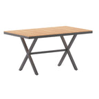 Thumbnail image #1 for Flash Furniture SB-TB288-NAT-GG Outdoor Rectangular Dining Table, Faux Teak Resin Slat Top, Steel X-Frame Base, Natural, 59"W x 35-1/2"D x 30"H